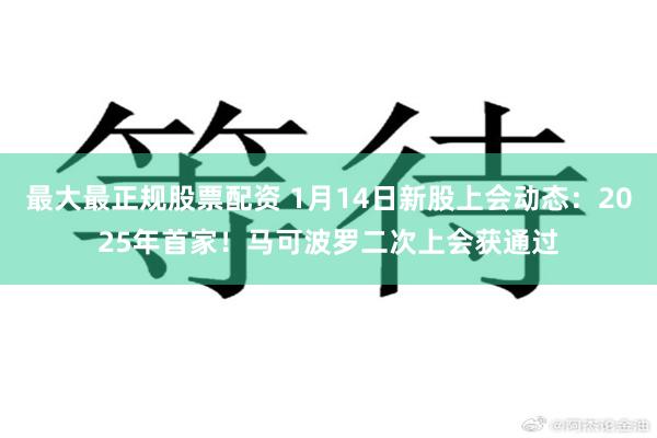 最大最正规股票配资 1月14日新股上会动态：2025年首家！马可波罗二次上会获通过