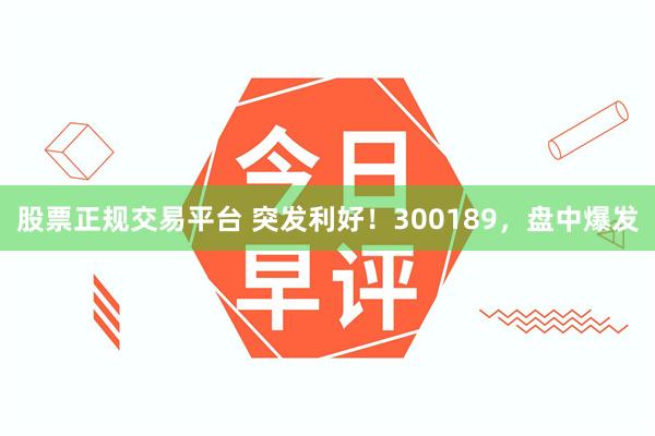 股票正规交易平台 突发利好！300189，盘中爆发