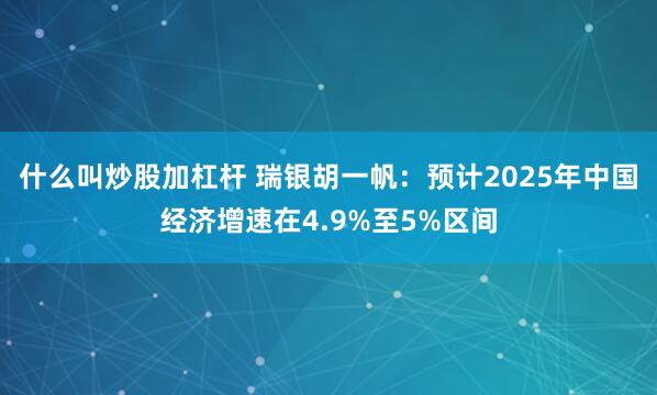 什么叫炒股加杠杆 瑞银胡一帆：预计2025年中国经济增速在4.9%至5%区间
